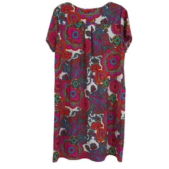 JUDE CONNALLY Shift Dress Stretch Paisley Pink Multi Tunic Dress Size Small - Picture 2 of 8